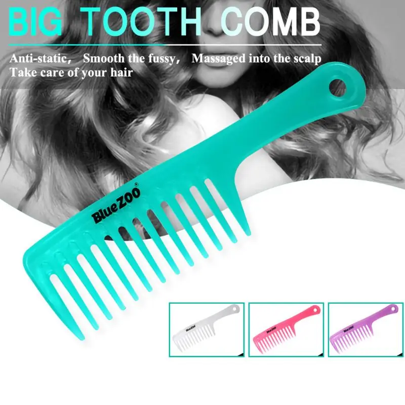 

Women Large Wide Tooth Detangle Comb Candy Color Plastic Anti-static Salon Shampoo Hair Brush Scrub Handle Hairdressing Tool