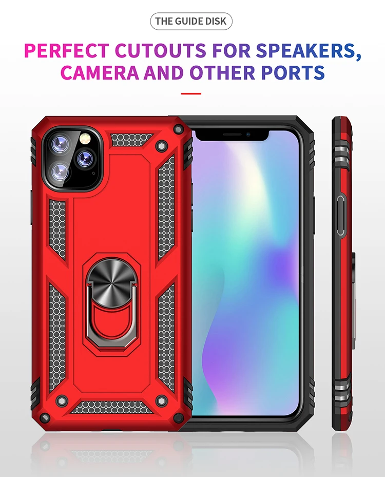 TPU PC Cover Case For iphone 11 pro max iPhone cases Adjustable Integrated 360 degree Gear Rotating Ring cover | Мобильные телефоны