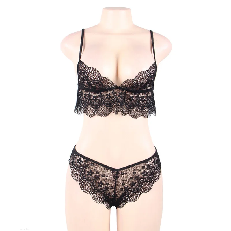 

2pcs/set Sexy Women Plus Size Lingerie Floral Lace Floral Exotic Sets Sleepwear