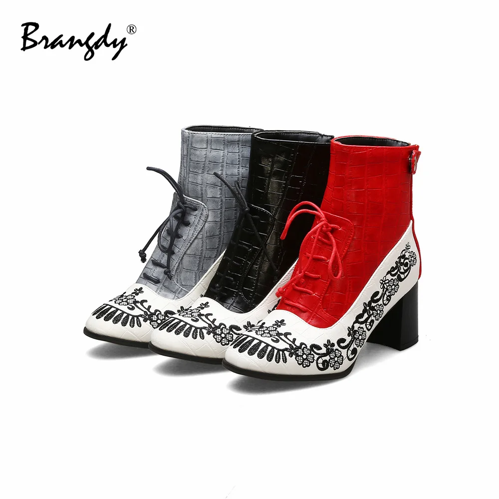 Женские ботинки из искусственной кожи ботильоны с круглым носком на молнии