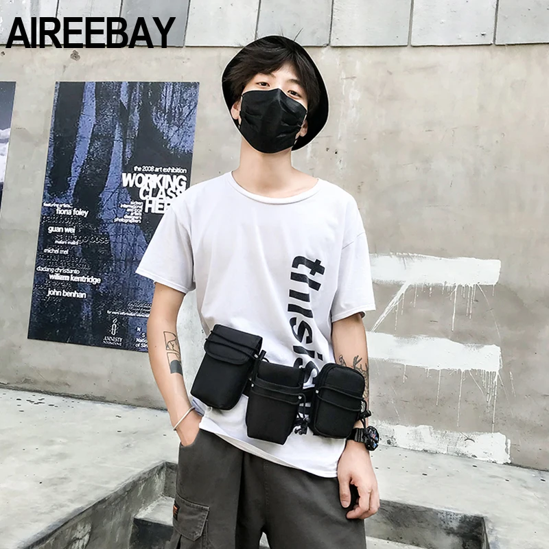 AIREEBAY 3 в 1 Многофункциональный унисекс поясная сумка для женщин хип-хоп стиль уличная поясная сумка мужские тактические сумки на плечо