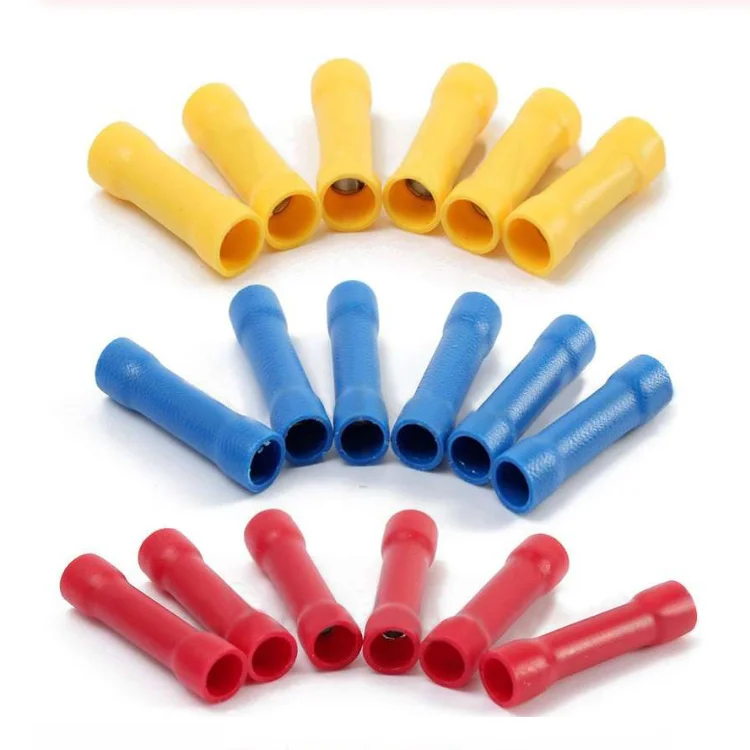 

20pcs BV1.25 BV2 BV3.5 BV5.5 BV8 Straight Butt Wire Terminal Splice Crimp PVC Insulated Copper Tube Cold Press Cable Connect