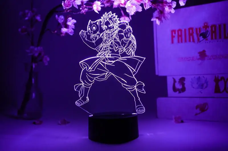 

Anime Figure Fairy Tail Natsu Dragneel LED Night Light for Bedroom Decoration Lamp Birthday Gift Manga Fairy Tall 3D Light