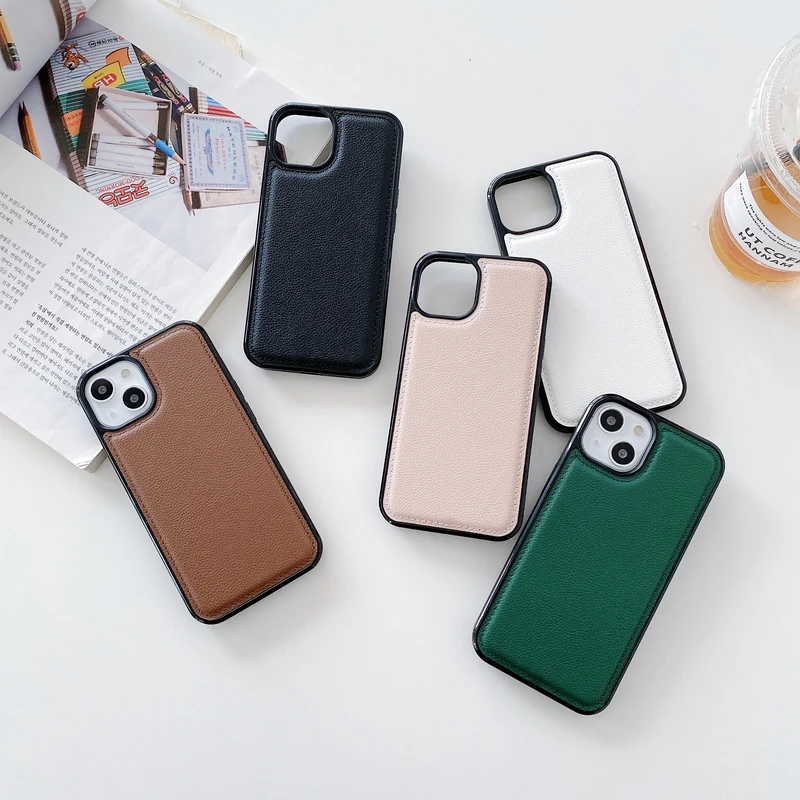 

Korea Japan Ins Fashion embroidery Lychee pattern leather Phone Case For iPhone 13 Pro Max MiNi Luxury brand Back Cover Coque