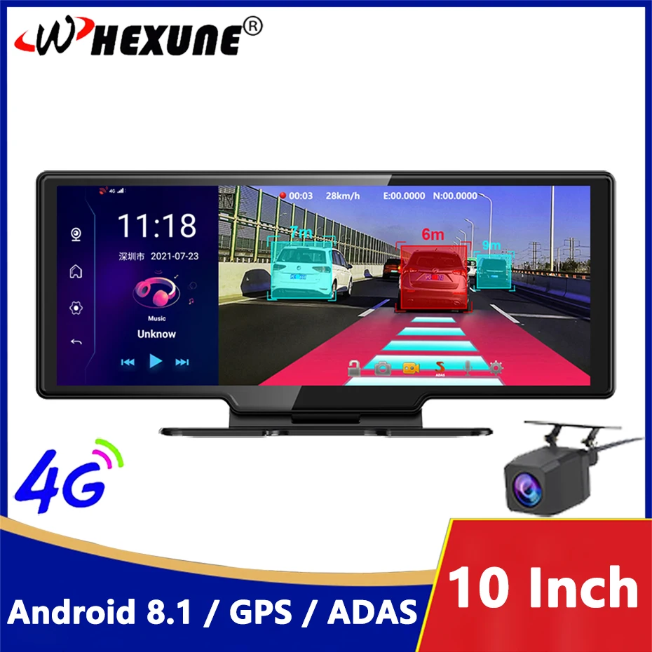 

11" 4G Dash Cam ADAS Android 8.1 Auto Car DVR GPS Navigation Dashboard Camera Dual Lens WiFi Bluetooth Registrar Video Recorder