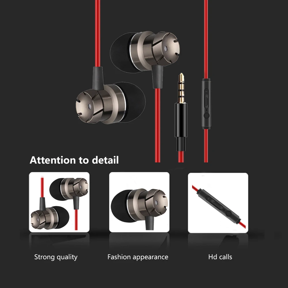Спортивные наушники с проводом регулятор баса в ухо телефонов клавиша