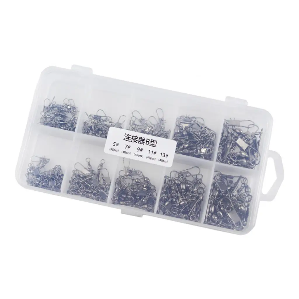

200Pcs Fishing Swivels Barrel Swivel with Interlock Snap Connectors Fishing Accessories