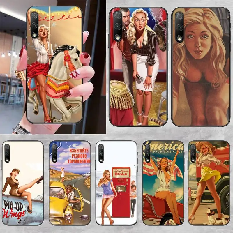 

Sexy Pin-up Girl Soft Cover Phone Case For Huawei P20 30 40 Pro Mate 20 30 40 Pro Honor 9x 10 30lite Y62019