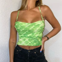 adora sexy backless womens tanks tops green tie dye printed halter crop top women camisole spring 2021 new nightclub disco bar