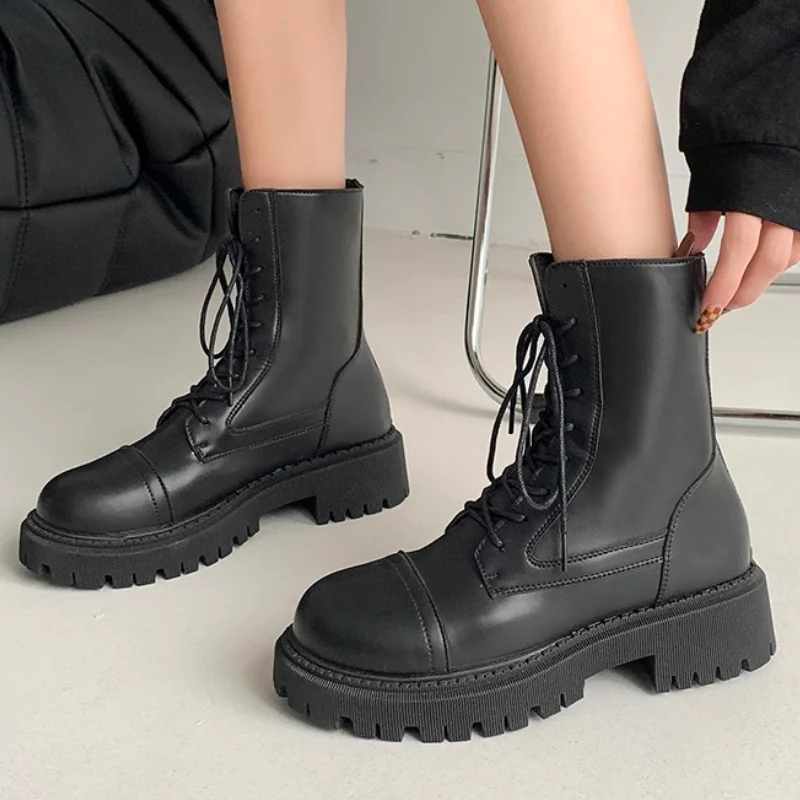 

Women's 2022 Fall New Women's Ankle Boots Platform Women's Boots Comfortable Side Zipper Women's Motorcycle Boots Goth Punk