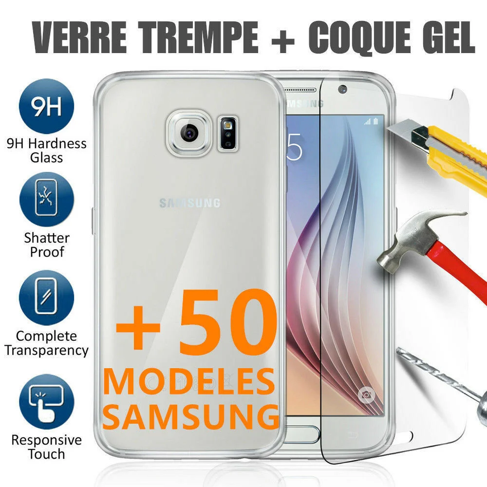 

COQUE For Samsung S5 S6 A5 A8 J3 J4 Plus J6 J5 A6 A7 A10 A20e A40+ FILM VERRE TREMPE