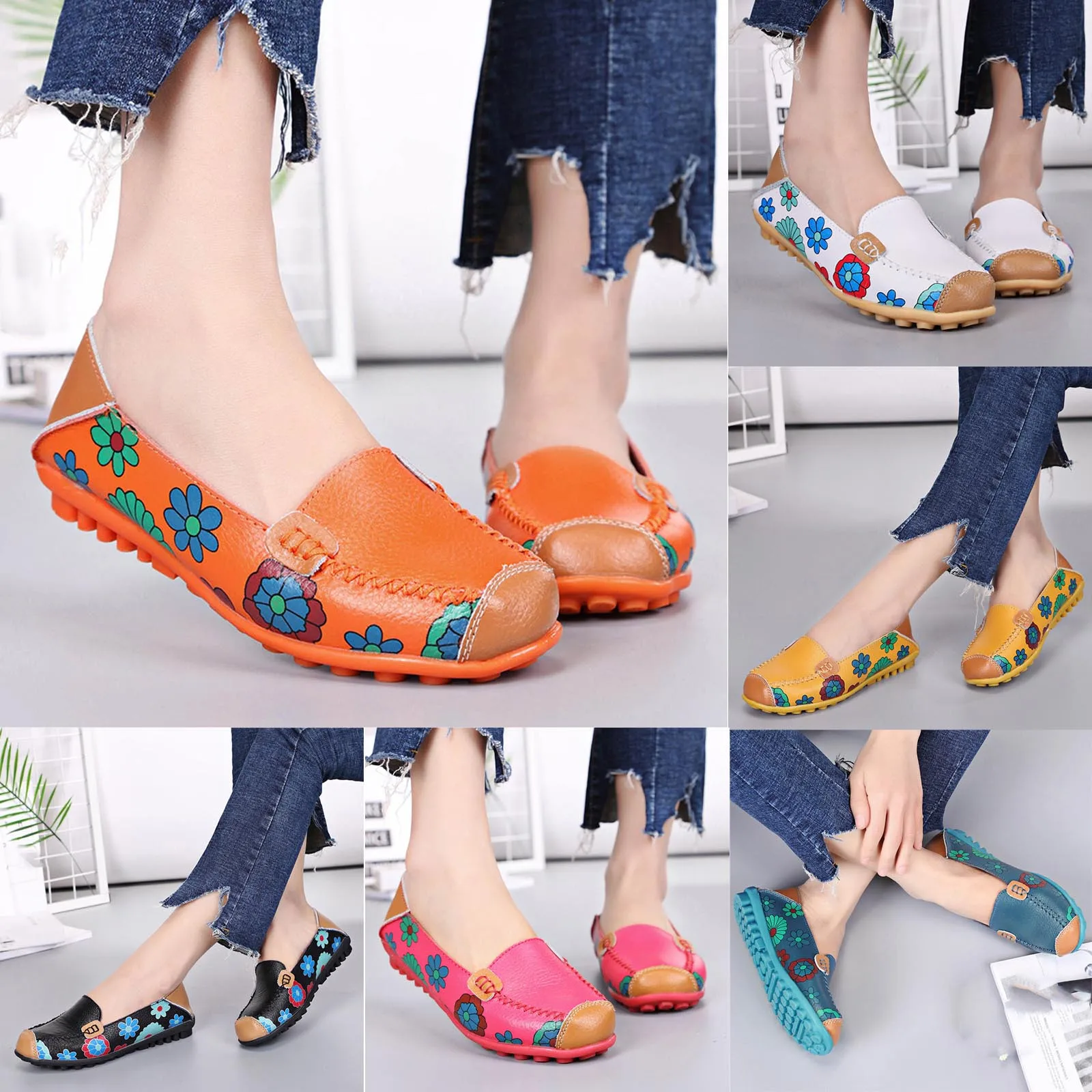 

Women's Single Shoes Flat Heel Peas Mother Shoes Print Shallow Mouth Square Toe Baotou Sandals Leisure Travel Slippers Sandals
