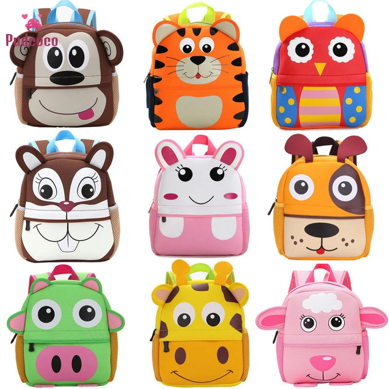 

Toddler Kids Baby Backpack Cartoon Animal Pig Dog Rabbit Tiger Sheep Monkey Backpack Children 3D Kindergarten School Bag