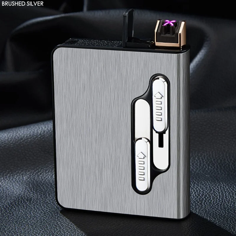 Портативный USB чехол для электронной сигареты с двойной дуговой зажигалкой 20 шт держатель для сигарет usb зарядка Зажигалка гаджеты для мужчин - Цвет: ECI2345SV