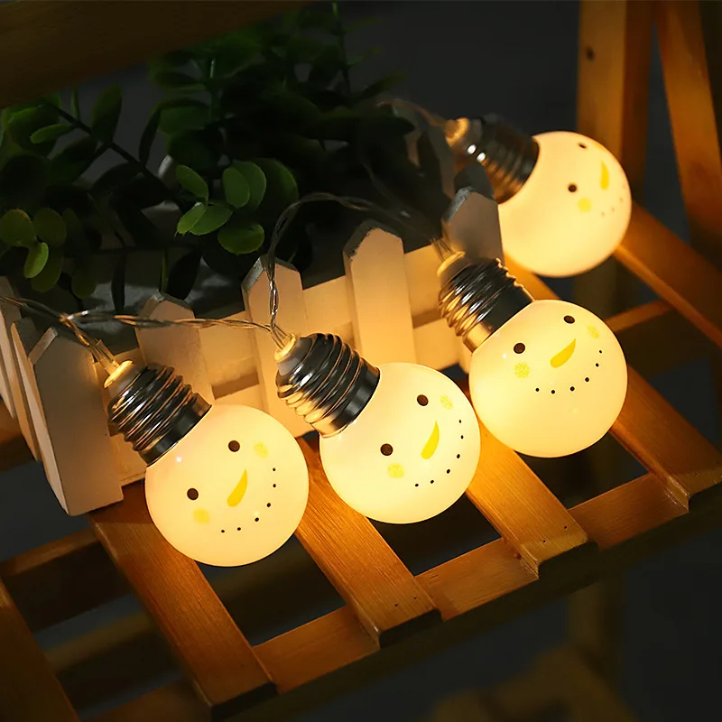 

Led Bulb Lamp String Battery Box Christmas Interior Decoration Lantern Cartoon Snowman Pattern Holiday Decoration String Light