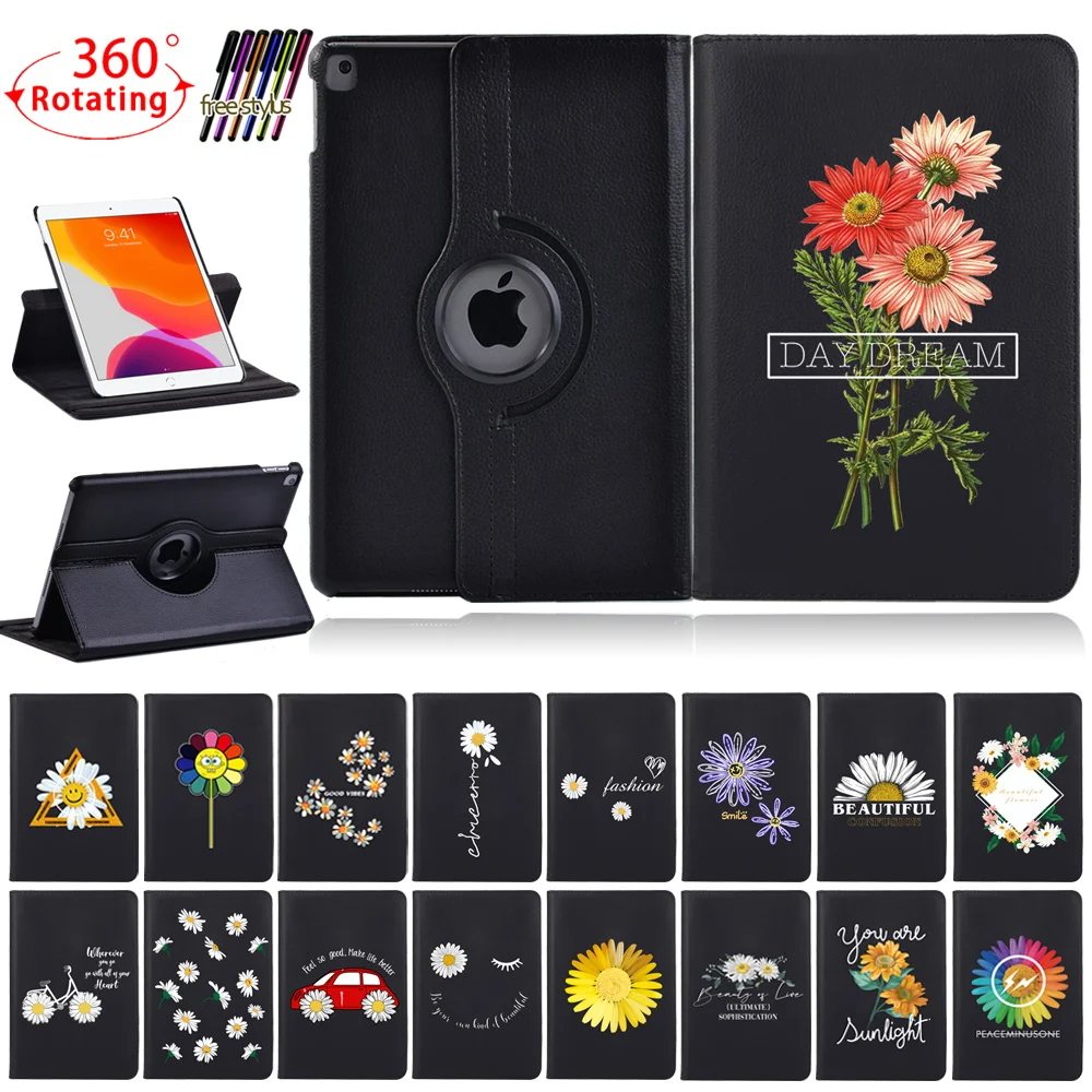 

For Apple IPad 2/3/4/Mini 4/5/5th/6th/7th Gen/IPad 8th generation 2020 10.2" Flower Rotating Stand Tablet Leather Cover Case
