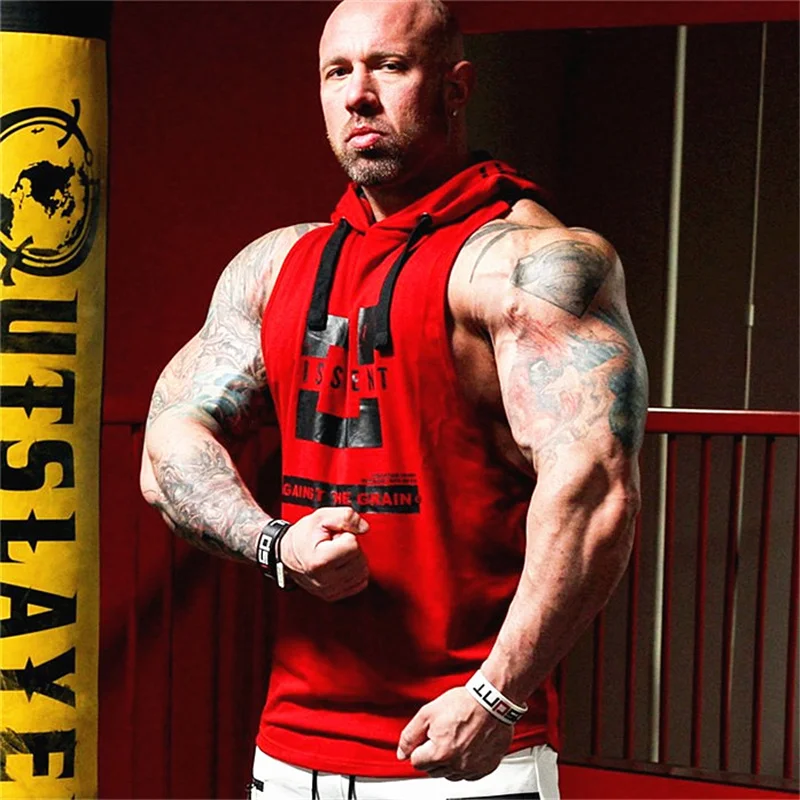 Men Tank Tops Gyms Clothing Fitness Sleeveless hoodies Vests Cotton Singlets Muscle Men Joggers vest Bodybuilding Clothing