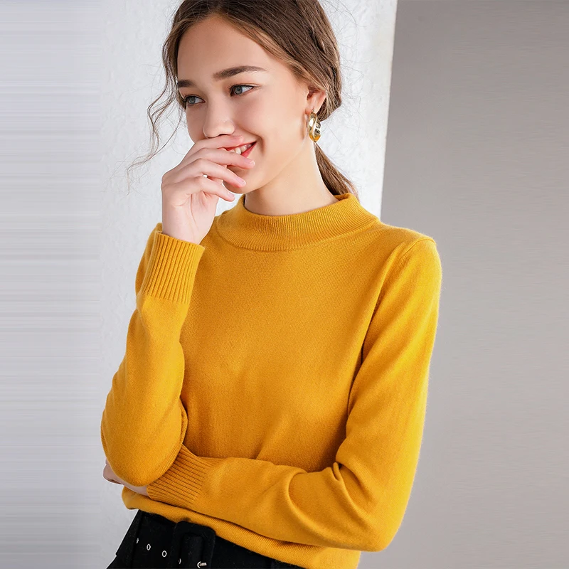 Женская водолазка с длинным рукавом зимний трикотажный джемпер | одежда