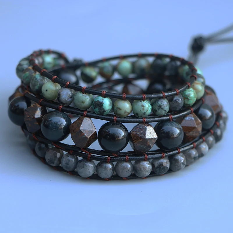 EDOTHALIA мужской браслет чернильный синий тигровый глаз бронзовый серый камень и