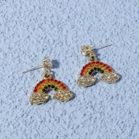 simple rainbow stud earrings multicolor rhinestone inlay ear studs geometry women earrings fashion girl gift for friends