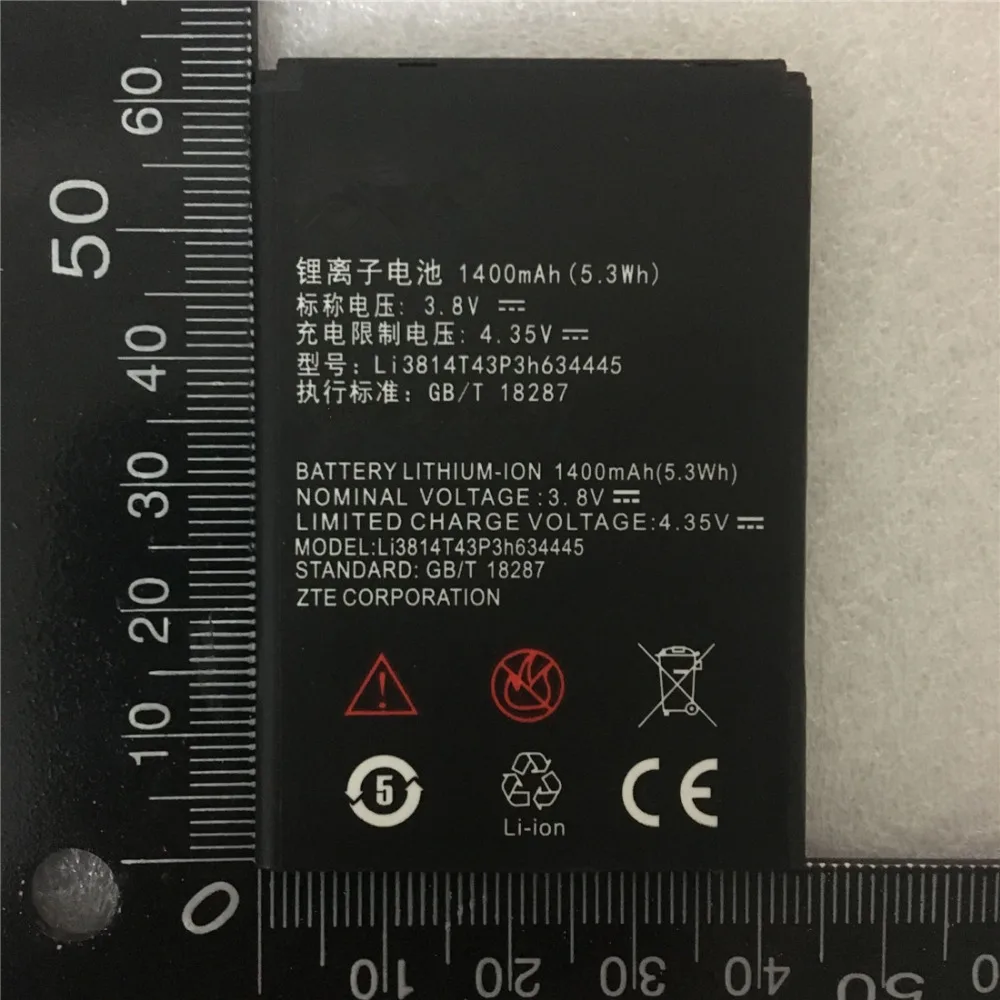 3.8V 1400mAh Li3814T43P3h634445 For ZTE Blade L110 A112 V815W For MTC Smart Start Battery 