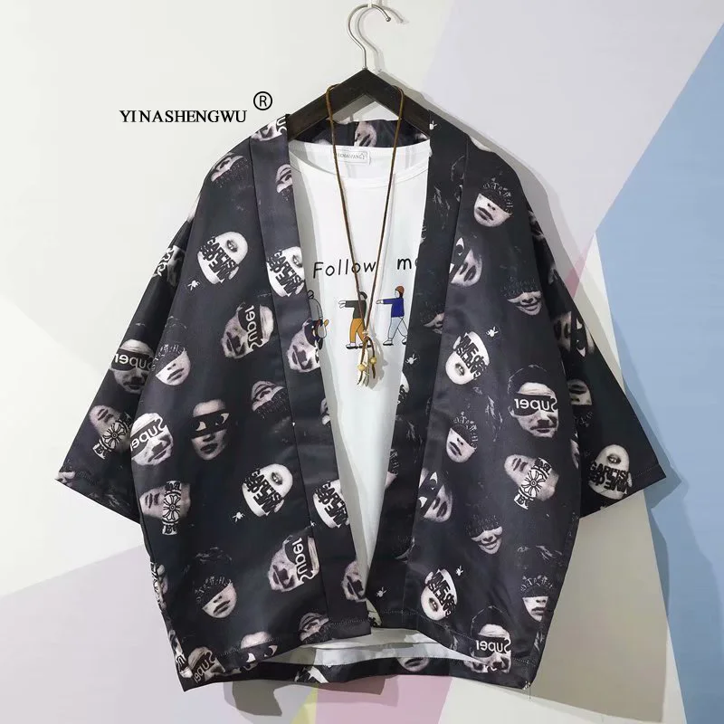 Yukata женский Кимоно Кардиган для мужчин традиционное японское кимоно унисекс Harajuku пляжная Свободная рубашка Азиатский Япония мультфильм косплей Топ