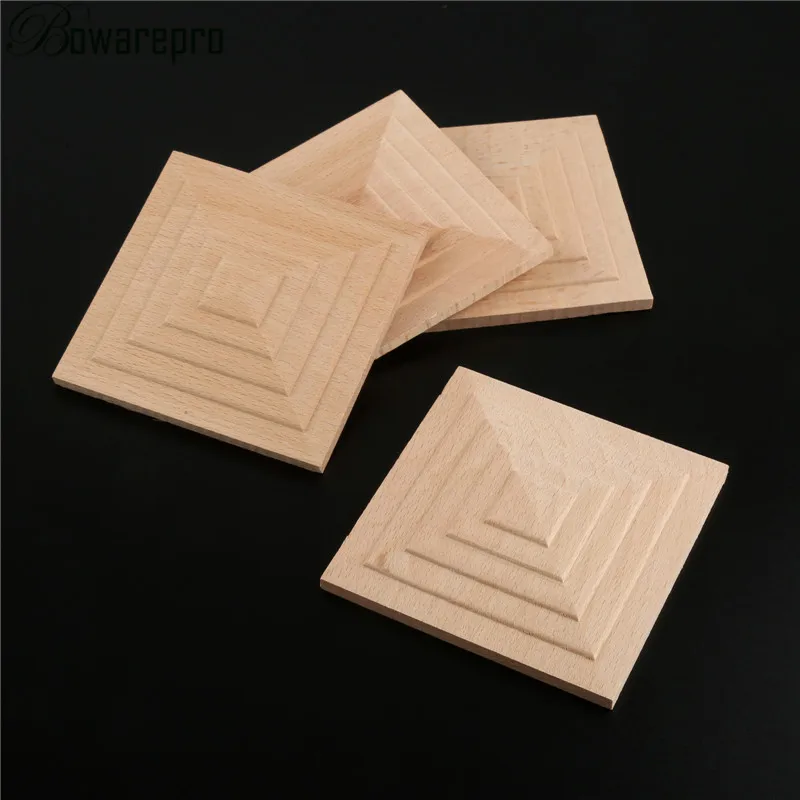 

bowarepro 6CM Unpainted Wood Carved Decal Corner Onlay Applique Frame for Home Furniture Wall Cabinet Door Decor Crafts 4PCS