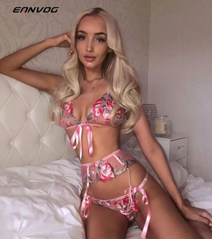 

Embroidery Deep V Sexy Lace Bodysuit Lingerie Teddy Underwear Bodydoll Underwear Sheer Mesh Transparent Babydoll Lace