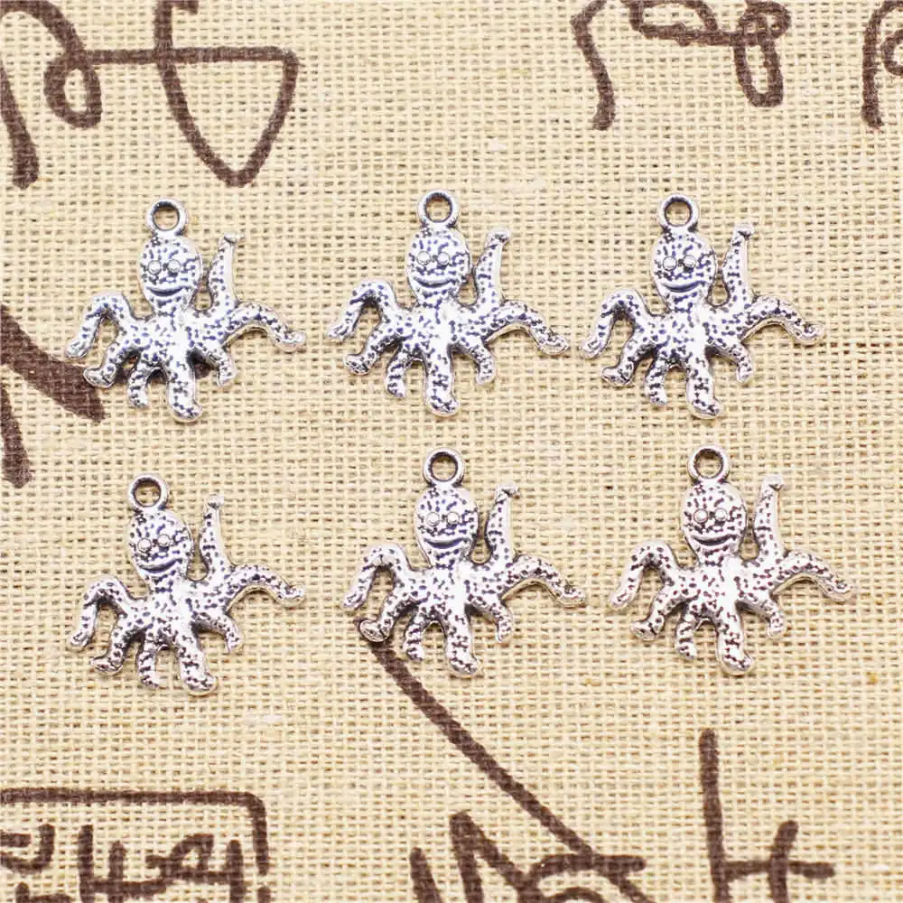 

Octopus Charms Supplies For Jewelry Making Kit Antique Silver Color 20pcs 19x20mm