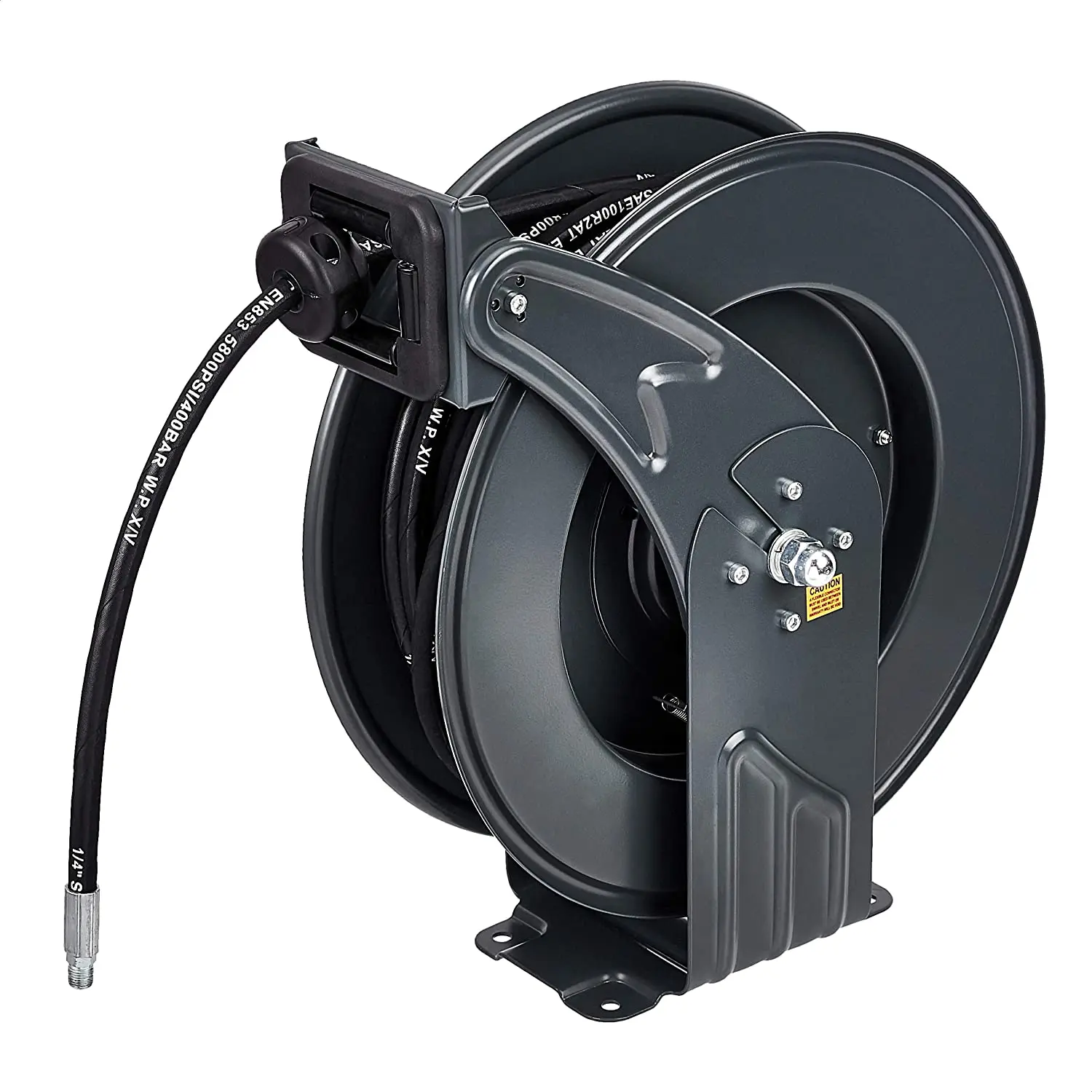 

Commercial Grease Hose Reel Retractable Heavy Duty 1/4" x 50' Premium SAE.100R2AT High Pressure Hose Max 5800 PSI