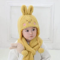 doitbest 2 to 6 years old winter beanie for kids boys rabbit cartoon plush hats 2020 winter 2 pcs boy girl hat scarf set