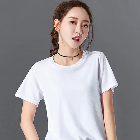 

2021 new fashion T-shirt Cotton Round Neck Slim Short Sleeve Womens