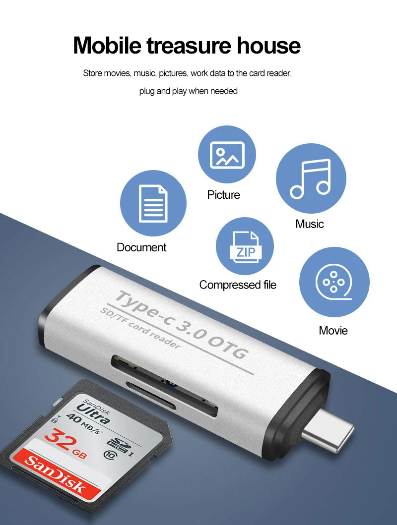 Кардридер Micro USB 3.0 Type C на SD TF адаптер Аксессуары OTG кардридер смарт-карта памяти