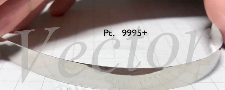 Платиновая пластина платиновая электродная площадь Pt9999 с толщиной 0,1+ мм