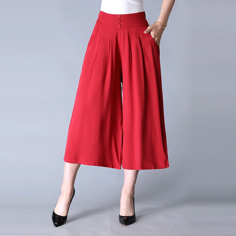 Big Size 4XL Linen Summer Capri New Casual Women Shorts Skirts High Waist Wide Leg Pleated Flex Fit Women Soft Skirt Feminina