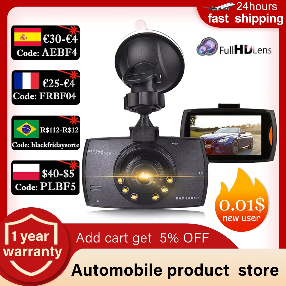 

G30 Car DVR Dash Camera 1080P Driving Recorder Cycle Recording Night Vision Wide Angle Dashcam Video Registrar Parking Dashboard