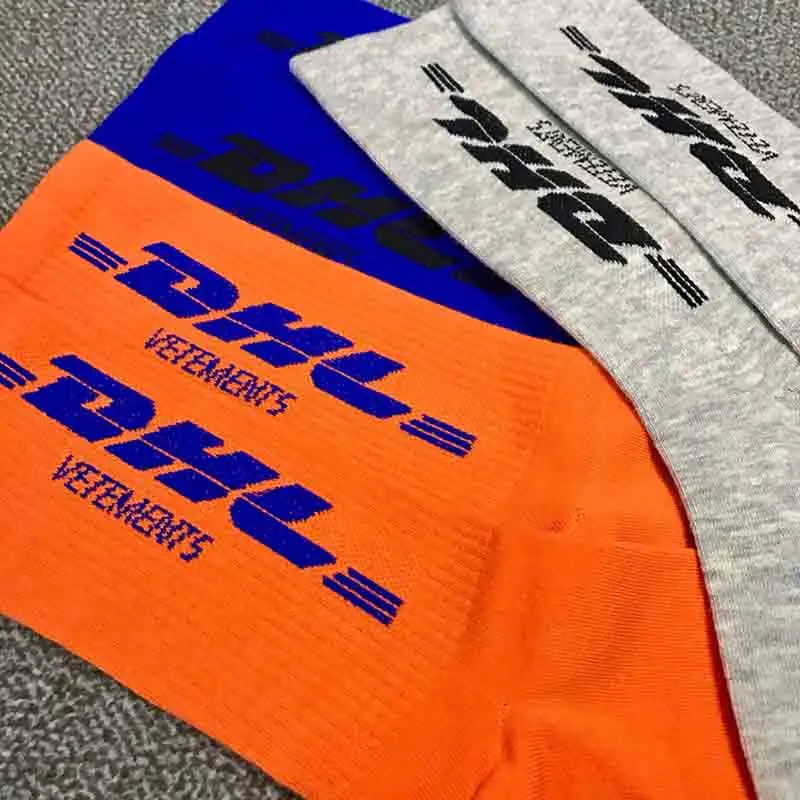 VETEMENTS, DHL, спортивные длинные носки без пятки, мужские, женские, хип-хоп, DHL, носки для скейтборда, уличные, хипстерские, DHL, хлопковые носки