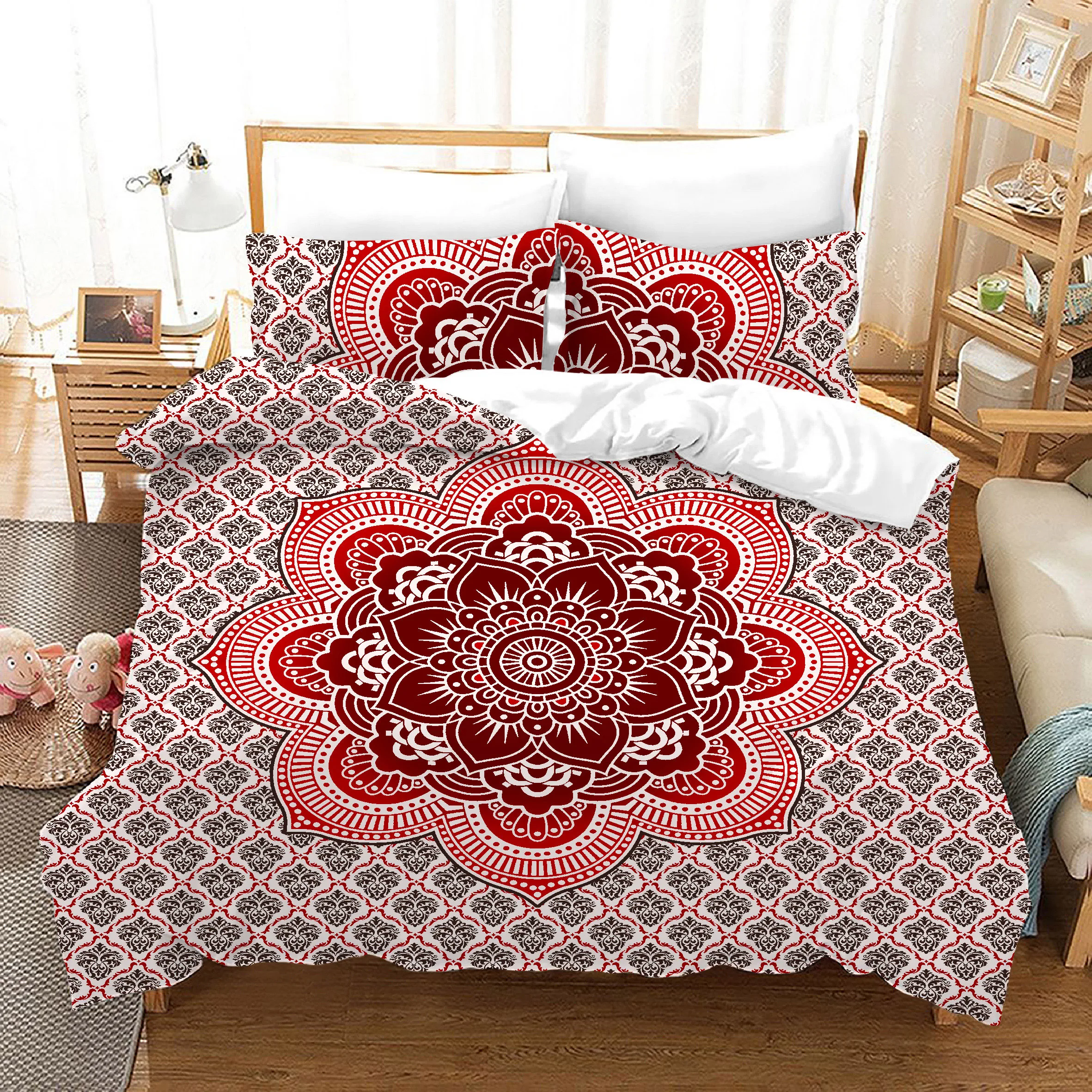 

Bohemian Bedding Sets Mandala Print Comforter Cover with 2 Pillow Case Home Decorative Duvet Cover Set 3pcs