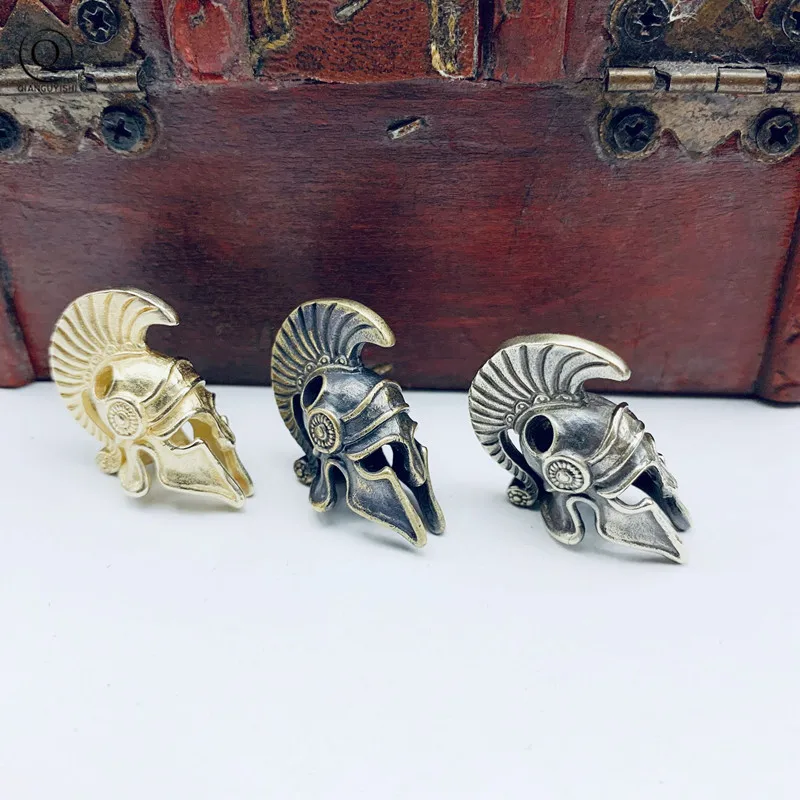 Латунный Спартанский шлем Паракорд веревка бусины кулон Открытый EDC инструмент