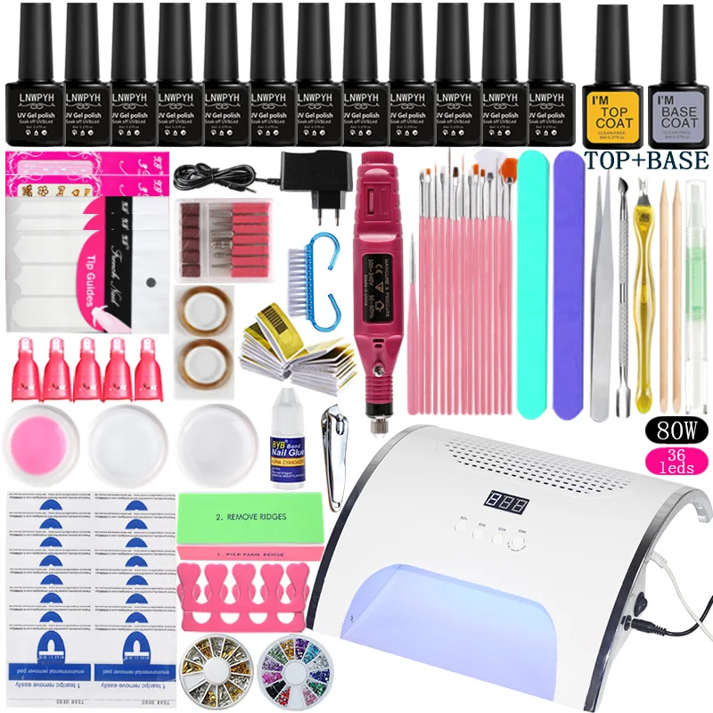 Маникюрный набор на выбор 12 цветов Гель лак основа верхнее покрытие наборы для