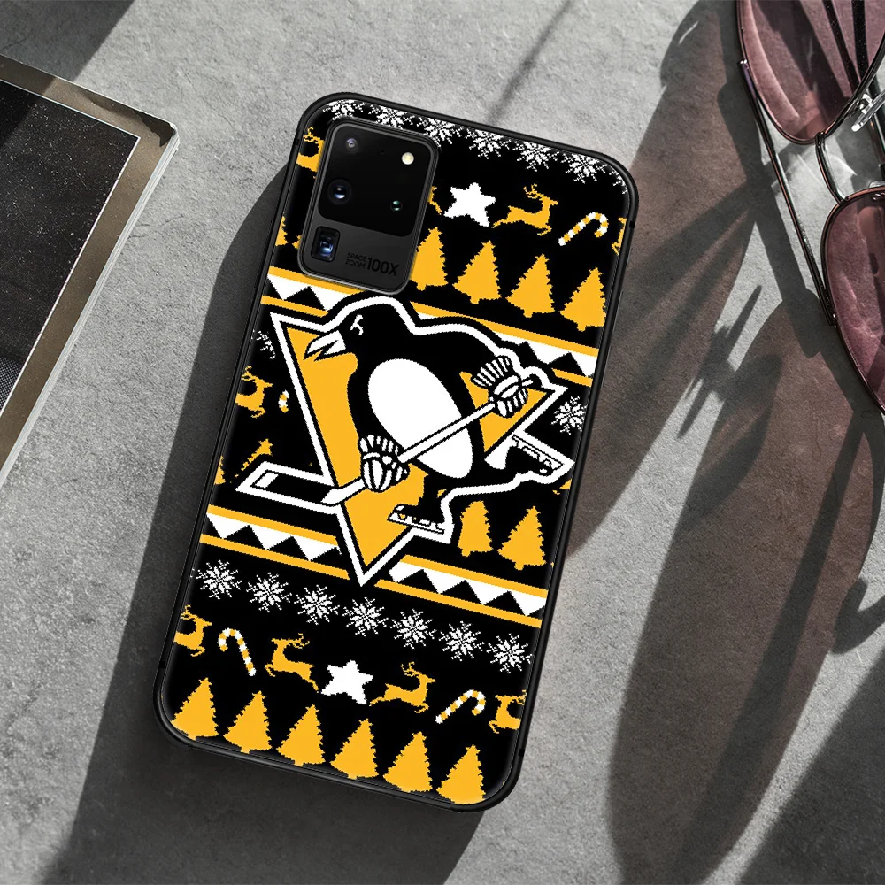 

Pittsburgh Penguin Phone Case Cover Hull For Samsung Galaxy S 7 8 9 10 e 20 FE edge uitra plus Note 9 10 20 black Cell Fashion