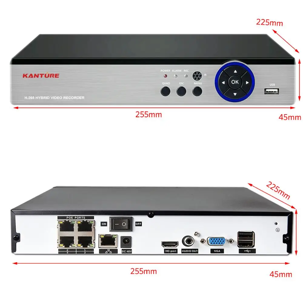 Система видеонаблюдения KANTURE H.265 + 4 канала 5 МП POE NVR аудио запись защита от
