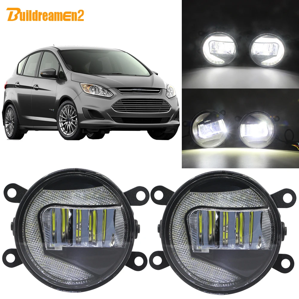 Buildreamen2 Car H11 Socket LED Projector Fog Light + Daytime Running White 12V For Ford C-Max 2 MPV 2010-2015 | Автомобили и