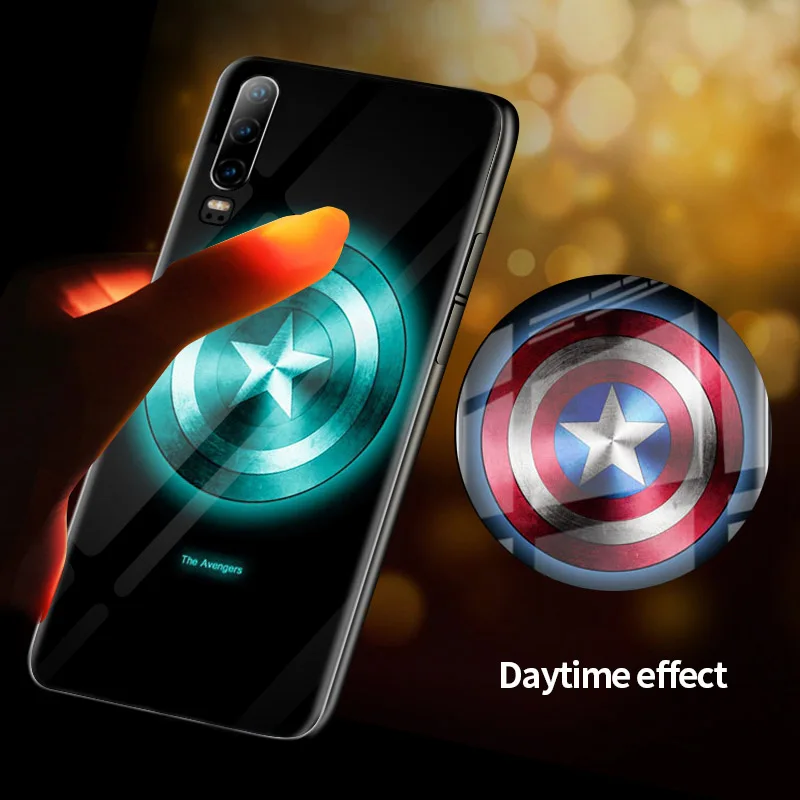 Marvel Мстители светящийся чехол из закаленного стекла для huawei P30 Pro Mate20 pro Coque Бэтмен