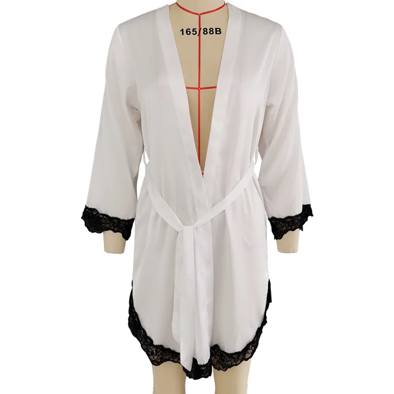 Nightgown Women's Summer Korean Version Ice Sexy Hot Open Back Lace Nightdress Imitation Silk Sling Nightwear Thin Home Clothes