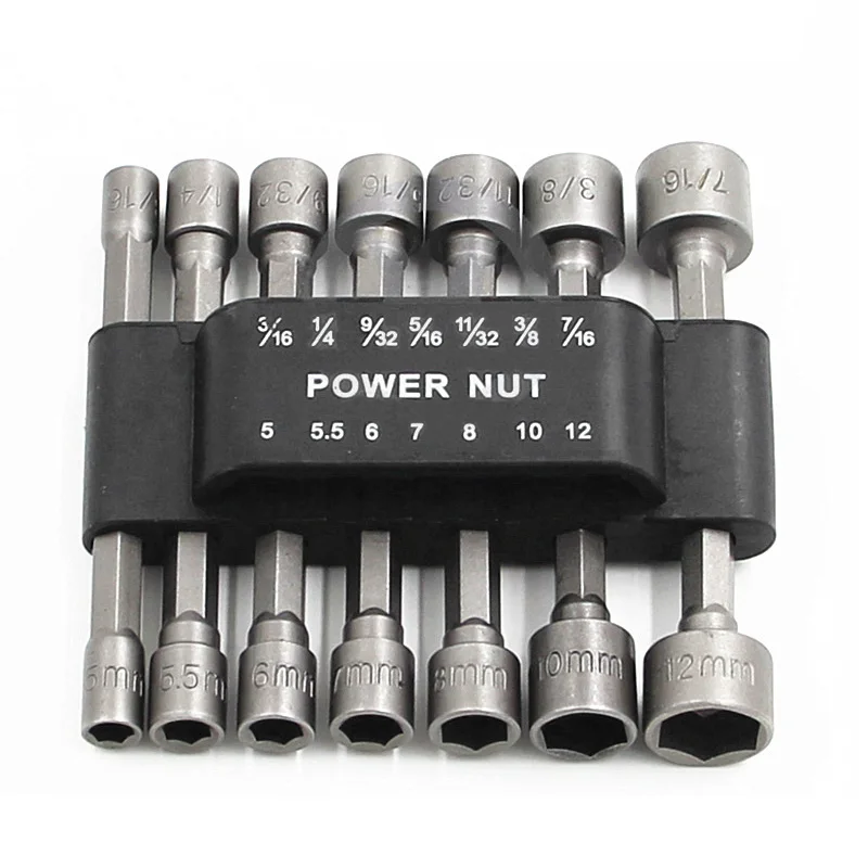 7/9/14pcs Drill Bit Set Power Nut Driver Screwdrivers 1/4 Hex Shank Socket Metric Wrench Screw Bolt Adapter Tool | Инструменты