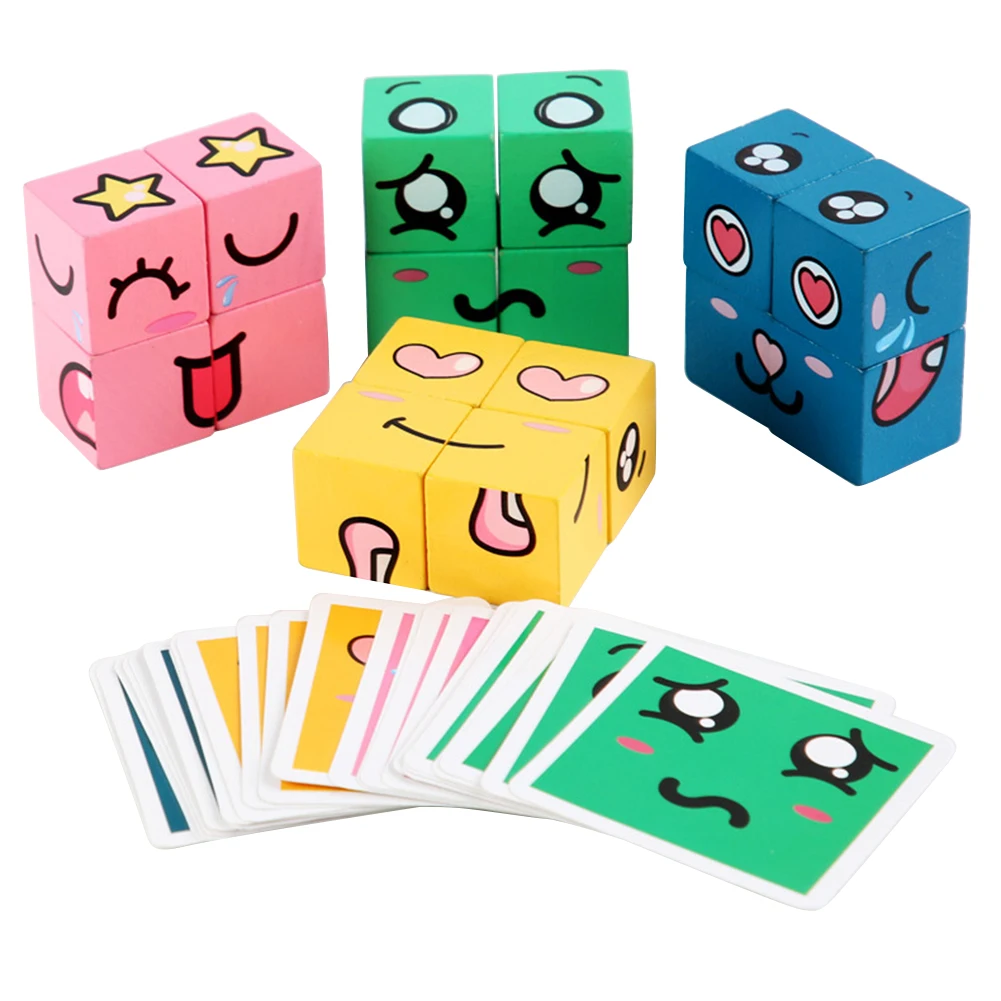 

Kids Expression Matching Puzzles Building Blocks Early Education Game Toy Logical Thinking Parent-child Gift