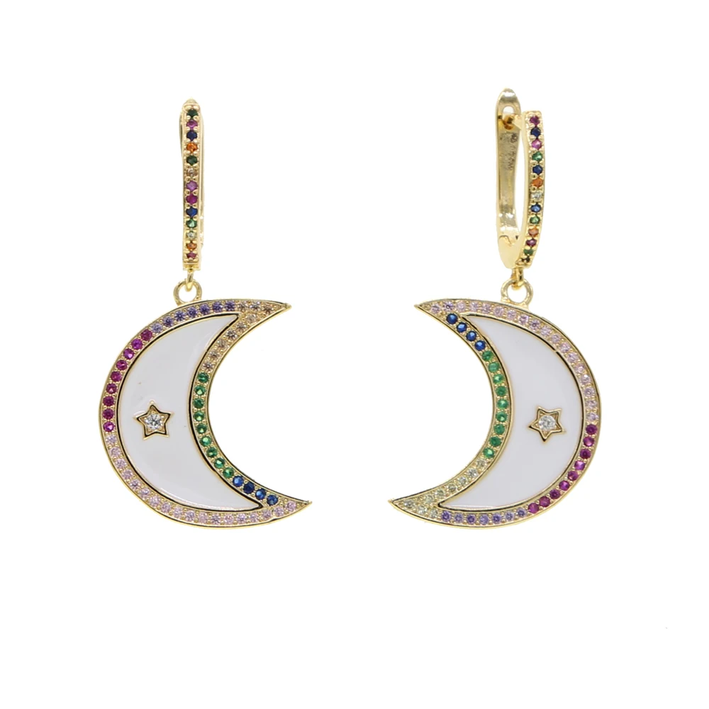 Лунный свет Полумесяца Радуга Cz серьги в виде колец 2021 подарок на Новый год North Star