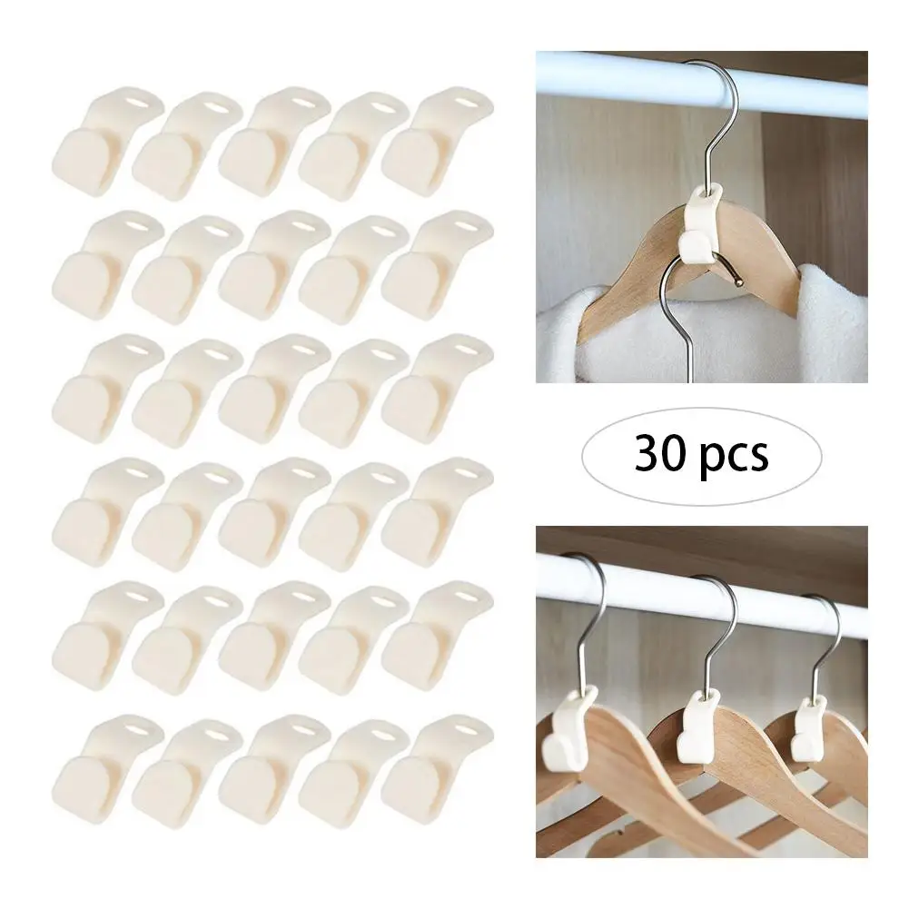 30pcs/lot White Clothes Connection Hook Clothes Hanger Clip Drop Connecting Grip Saving Space For Coat Hangers