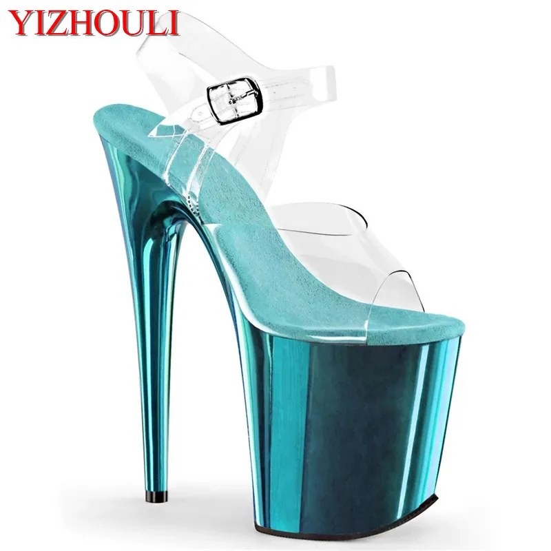 8 inch heels, blue plating waterproof platform, 20 cm stiletto sandals, sexy model pole dancing, dancing shoes